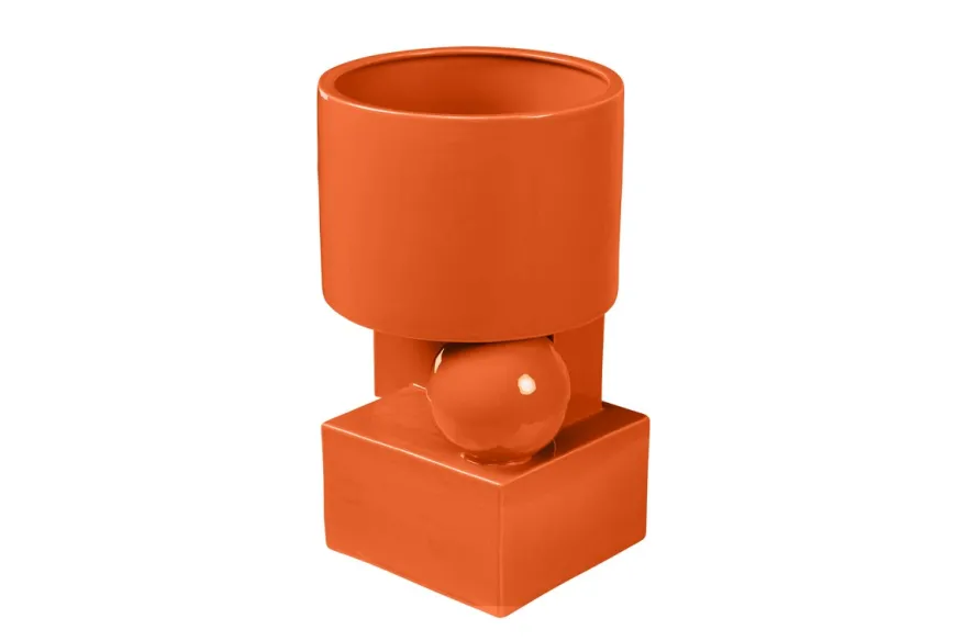 Casa Padrino Luxus Pflanzgefäß Orange 28 x 25 x H. 43,5 cm - Hohes Steingut Pflanzgefäß im Carrot Finish - Luxus Deko Accessoires