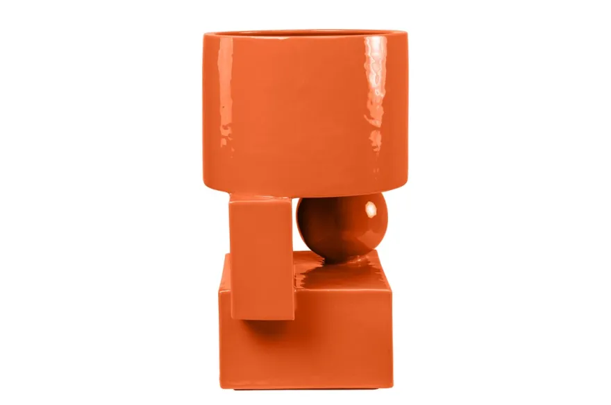 Casa Padrino Luxus Pflanzgefäß Orange 28 x 25 x H. 43,5 cm - Hohes Steingut Pflanzgefäß im Carrot Finish - Luxus Deko Accessoires