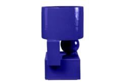Casa Padrino Luxus Pflanzgefäß Blau 28 x 25 x H. 43,5 cm - Hohes Steingut Pflanzgefäß im Cobalt Blue Finish - Luxus Deko Accessoires