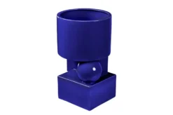 Casa Padrino Luxus Pflanzgefäß Blau 28 x 25 x H. 43,5 cm - Hohes Steingut Pflanzgefäß im Cobalt Blue Finish - Luxus Deko Accessoires
