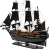 Casa Padrino Luxus Piratenschiff Black Pearl Schwarz / Braun 87 x 27 x H. 73 cm - Handgefertigtes Deko Schiff - Holzschiff - Segelschiff - Kriegsschiff - Modellschiff - Deko Accessoires