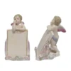 Casa Padrino Luxus Porzellan Menükartenhalter 2er Set Putten Weiß / Rosa / Gold 10 x H. 15,5 cm - Tischkartenhalter - Barock Tischdeko