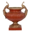 Casa Padrino Luxus Porzellan Vase im Barock Stil mit 2 Griffen in Rot und Bronze, Höhe 48,8 cm