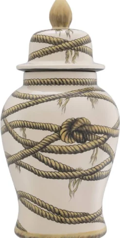 Casa Padrino Luxus Porzellan Vase Beige Ø 31 x H. 67 cm - Runde Blumenvase mit Deckel - Deko Accessoires