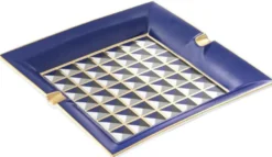 Casa Padrino Luxus Porzellan Design Aschenbecher Blau / Mehrfarbig 24,5 x 24,5 x H. 3,5 cm - Wohnzimmer Accessoires