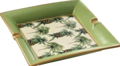 Casa Padrino Luxus Porzellan Aschenbecher Ananas Design Grün / Mehrfarbig 24,5 x 24,5 x H. 4 cm - Wohnzimmer Accessoires