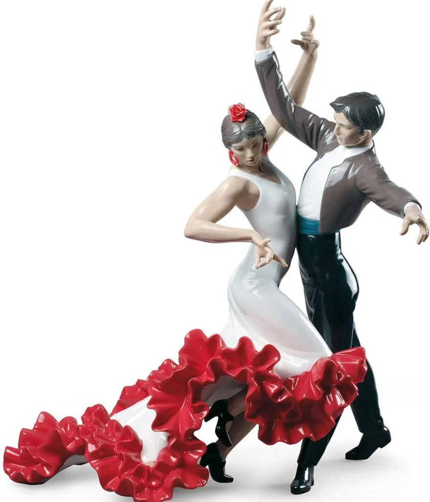 Casa Padrino Luxus Porzellan Skulptur Flamenco Tänzer Mehrfarbig 38 x H. 44 cm - Handgefertigte Luxus Dekoration