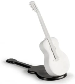 Casa Padrino Luxus Porzellan Akustische Gitarre Weiß / Schwarz 20 x H. 18 cm - Handgefertigte Wohnzimmer Deko Skulptur