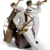 Casa Padrino Luxus Porzellan Skulptur Jazz Trio Mehrfarbig 30 x H. 35 cm - Limited Edition