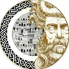 Casa Padrino Luxus Porzellan Teller Gott (rechte Seite) Weiß / Schwarz / Gold Ø 29 cm - Handbemalter Porzellan Essteller - Luxus Qualität - Made in Italy