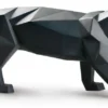 Casa Padrino Luxus Porzellan Panther Skulptur Mattschwarz 50 x H. 19 cm - Handgefertigte & Handbemalte Deko Figur