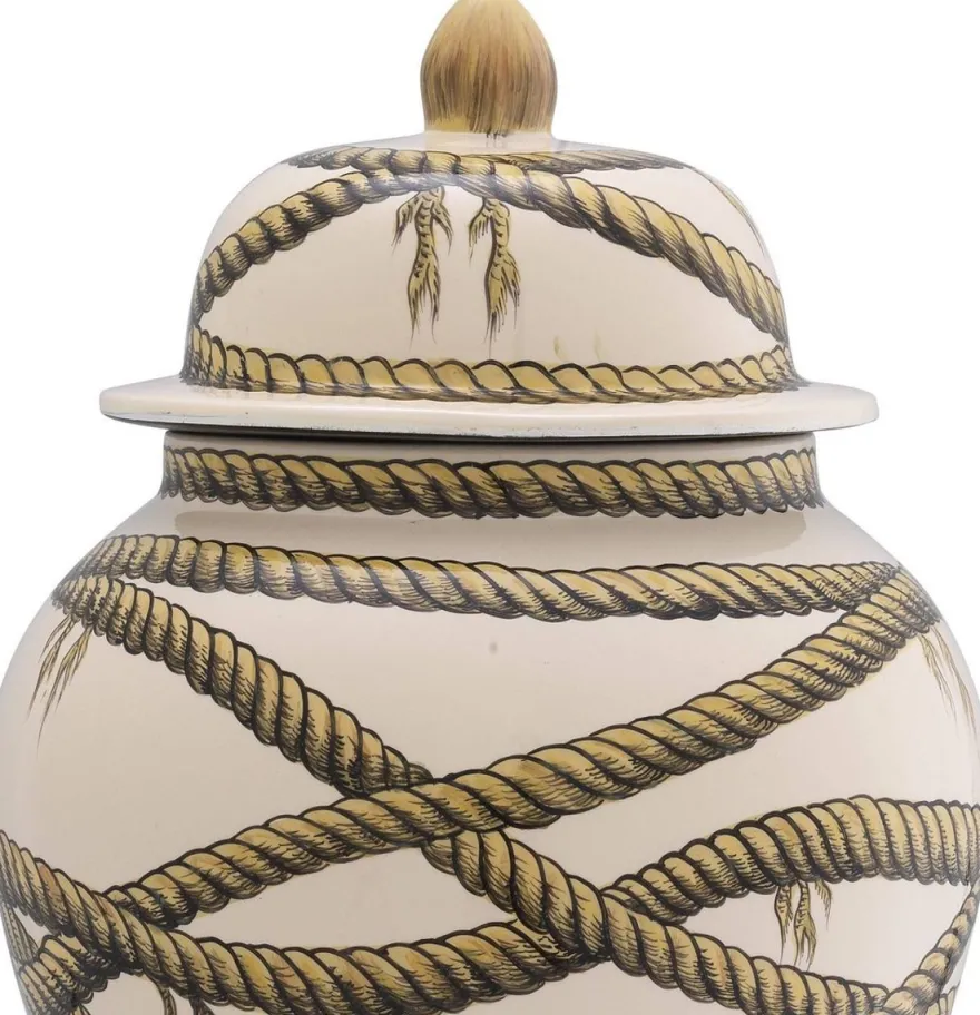 Casa Padrino Luxus Porzellan Vase Beige Ø 23 x H. 43 cm - Runde Blumenvase mit Deckel - Deko Accessoires