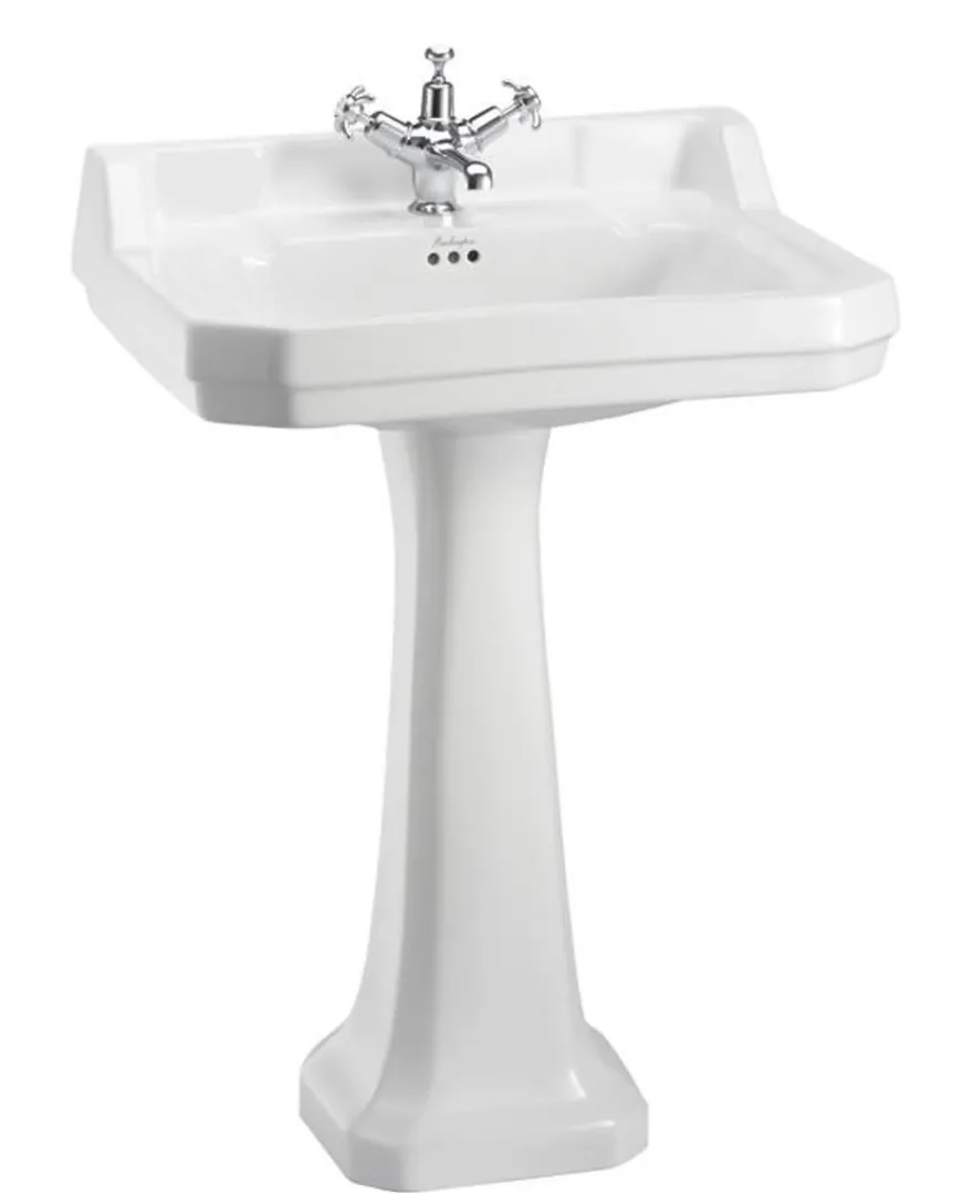 Casa Padrino Luxus Porzellan Waschbecken mit Sockel, Jugendstil Design, Weiß, 61 x 51 x H. 90 cm