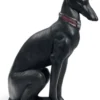 Casa Padrino Luxus Porzellan Skulptur Windhund Schwarz 11 x H. 30 cm - Handgefertigte Dekofigur