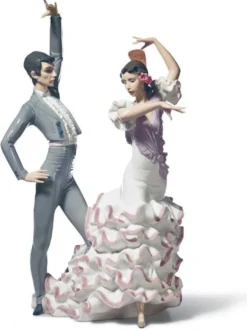 Casa Padrino Luxus Porzellan Skulptur Flamenco Tänzer Mehrfarbig 30 x H. 43 cm - Handgefertigte Luxus Dekoration