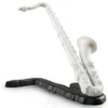 Casa Padrino Luxus Porzellan Saxophon Skulptur Weiß / Schwarz 13 x H. 7 cm - Dekorative Musikinstrument Figur für das Wohnzimmer