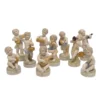 Casa Padrino Luxus Porzellan Figuren Set 10 Musizierende Putten Weiß / Bunt / Gold 7 x H. 11 cm - Porzellanfiguren Kapelle - Barock Deko