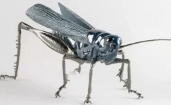 Casa Padrino Luxus Porzellan Figur Grashüpfer Blau / Silber 27 x 26 x H. 11 cm - Hochwertige Deko Skulptur - Erstklassische Qualität - Made in Spain