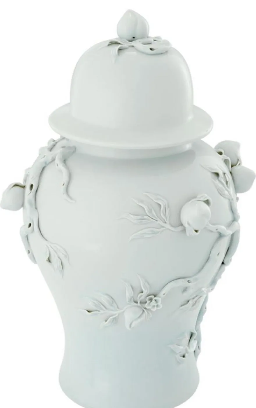 Casa Padrino Luxus Porzellan Vase / Krug mit Deckel Hellmintfarben Ø 30 x H. 47 cm - Hotel & Restaurant Deko Accessoires
