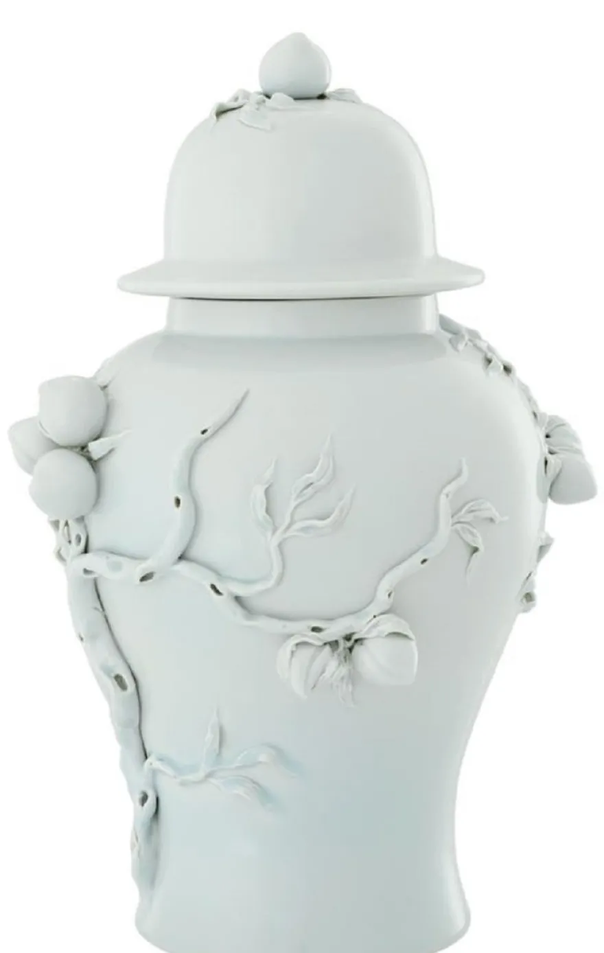 Casa Padrino Luxus Porzellan Vase / Krug mit Deckel Hellmintfarben Ø 30 x H. 47 cm - Hotel & Restaurant Deko Accessoires