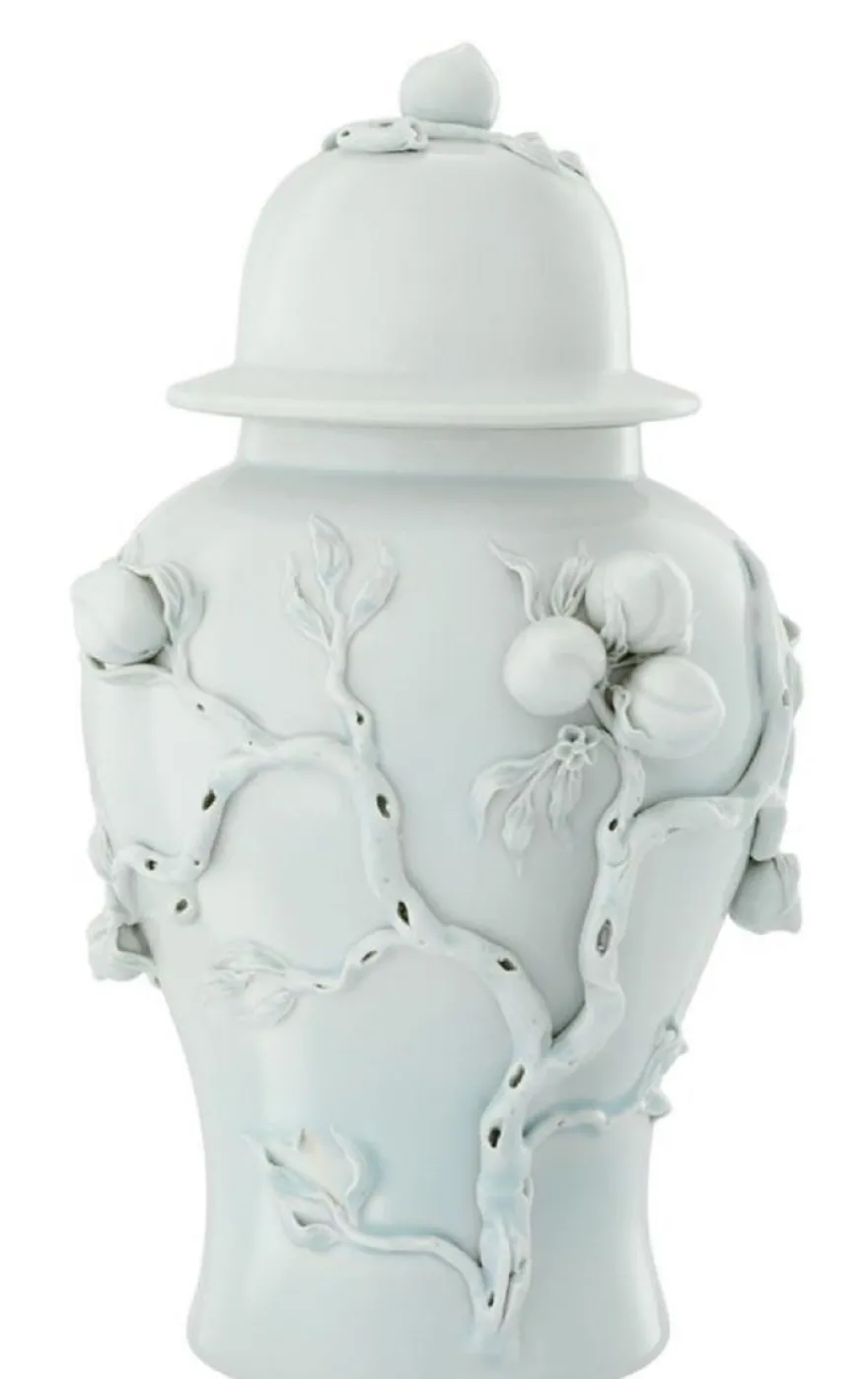 Casa Padrino Luxus Porzellan Vase / Krug mit Deckel Hellmintfarben Ø 30 x H. 47 cm - Hotel & Restaurant Deko Accessoires