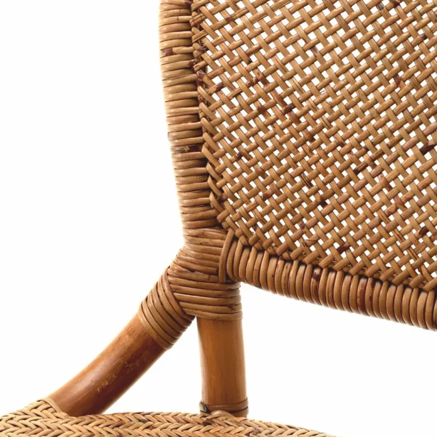 Casa Padrino Luxus Rattan Barstuhl Braun H. 104,5 cm - Rattan Bar Möbel
