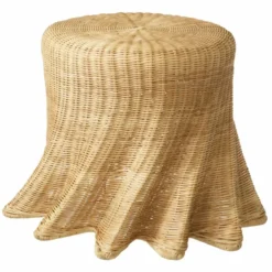 Casa Padrino Luxus Rattan Beistelltisch Naturfarben H. 46 cm - Luxus Möbel