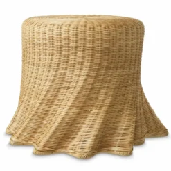 Casa Padrino Luxus Rattan Beistelltisch Naturfarben H. 46 cm - Luxus Möbel