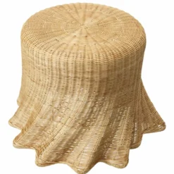 Casa Padrino Luxus Rattan Beistelltisch Naturfarben H. 46 cm - Luxus Möbel