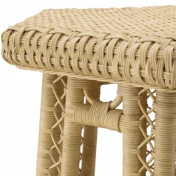 Casa Padrino Luxus Rattan Beistelltisch Naturfarben 60 x 52 x H. 58 cm - Luxus Möbel