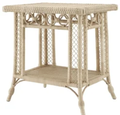 Casa Padrino Luxus Rattan Beistelltisch Naturfarben 75 x 55 x H. 77 cm - Luxus Wohnzimmer Möbel