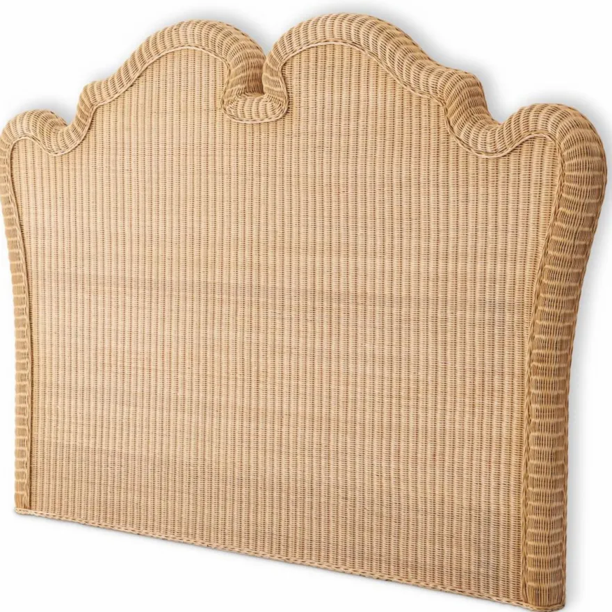 Casa Padrino Luxus Rattan Bett-Kopfteil Naturfarben 228 cm - Luxus Schlafzimmer Möbel