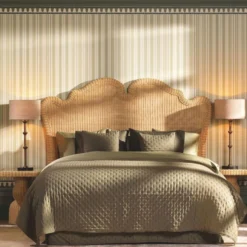 Casa Padrino Luxus Rattan Bett-Kopfteil Naturfarben 228 cm - Luxus Schlafzimmer Möbel