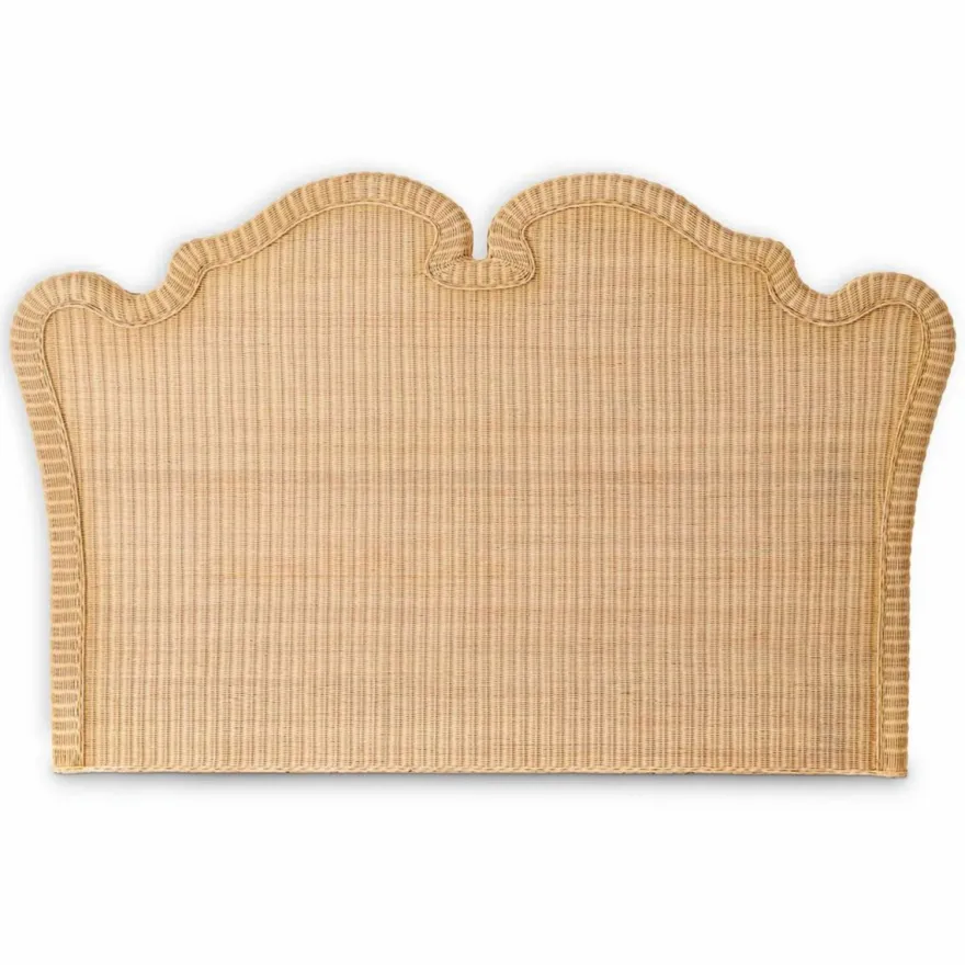 Casa Padrino Luxus Rattan Bett-Kopfteil Naturfarben 228 cm - Luxus Schlafzimmer Möbel
