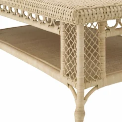 Casa Padrino Luxus Rattan Couchtisch Naturfarben 140 cm - Rattan Wohnzimmer Möbel