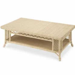 Casa Padrino Luxus Rattan Couchtisch Naturfarben 140 cm - Rattan Wohnzimmer Möbel
