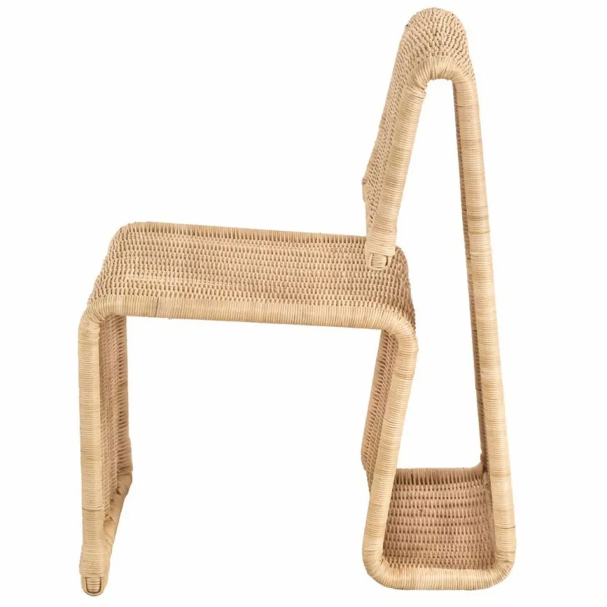 Casa Padrino Luxus Rattan Esszimmer Stuhl Naturfarben H. 82 cm - Luxus Möbel