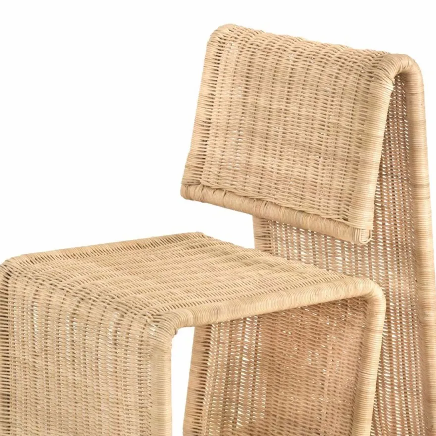 Casa Padrino Luxus Rattan Esszimmer Stuhl Naturfarben H. 82 cm - Luxus Möbel