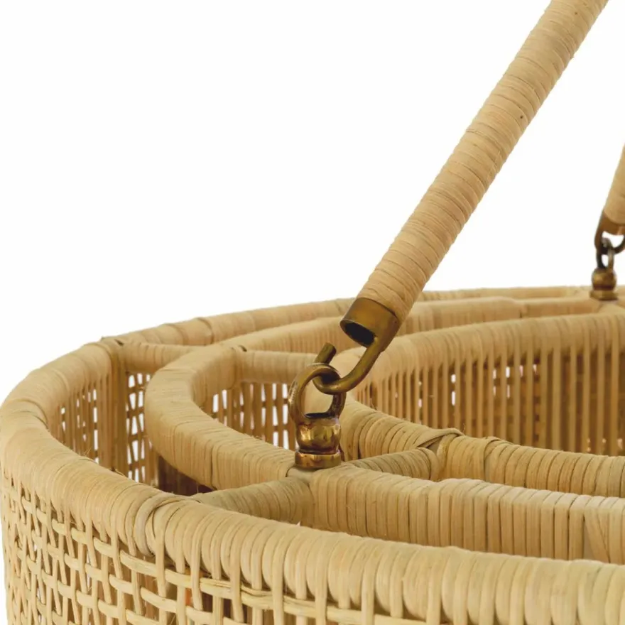 Casa Padrino Luxus Rattan Kronleuchter Naturfarben Ø 80 cm - Luxus Leuchten