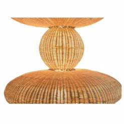 Casa Padrino Luxus Rattan LED Hängeleuchte Naturfarben H. 147 cm - Luxus Pendelleuchten