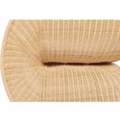 Casa Padrino Luxus Rattan Lounge Sessel mit Kissen Naturfarben / Weiß - Rattan Möbel