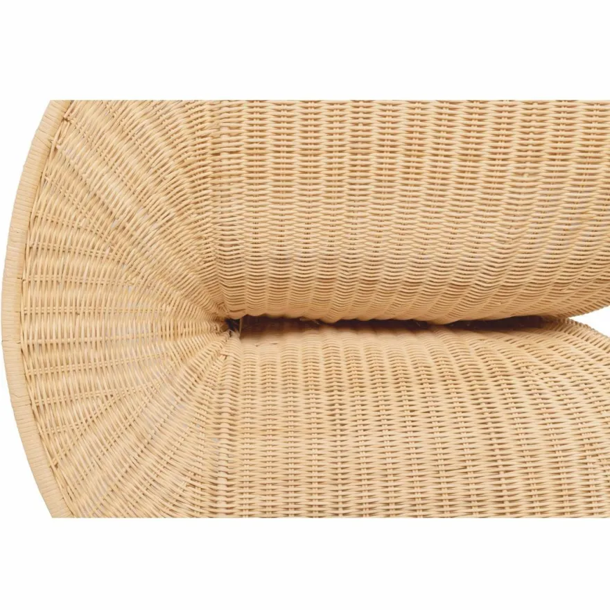Casa Padrino Luxus Rattan Lounge Sessel mit Kissen Naturfarben / Weiß - Rattan Möbel