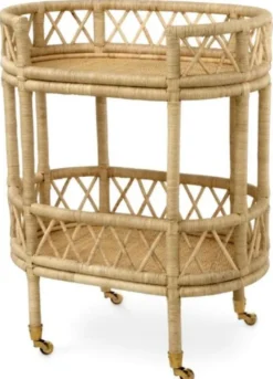 Casa Padrino Luxus Rattan Servierwagen Naturfarben 70 x 44 x H. 88 cm