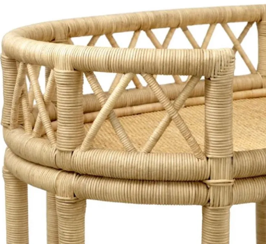 Casa Padrino Luxus Rattan Servierwagen Naturfarben 70 x 44 x H. 88 cm