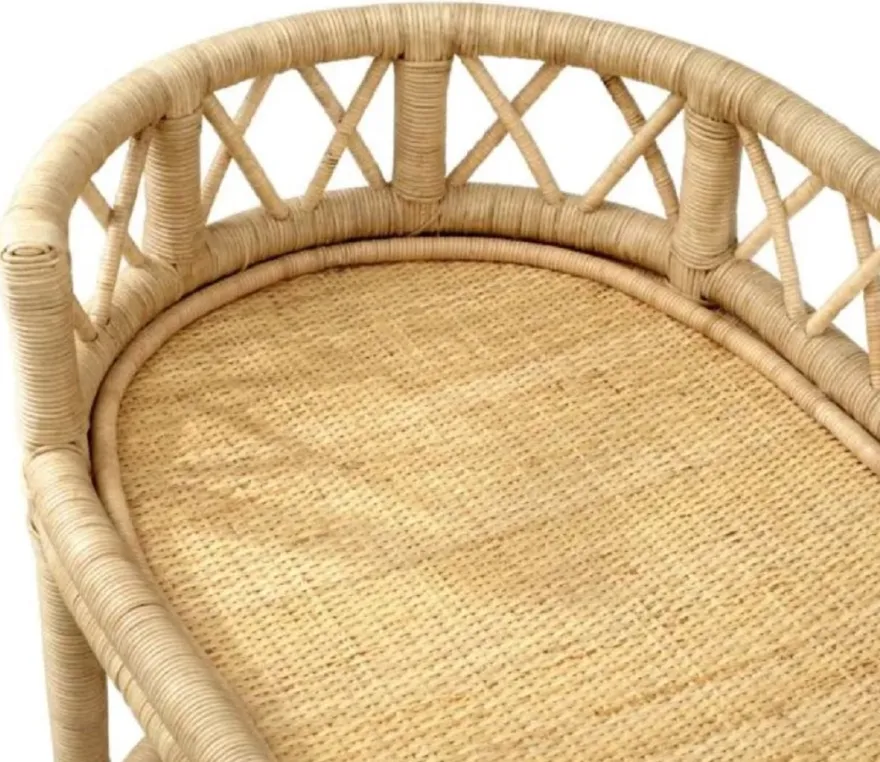 Casa Padrino Luxus Rattan Servierwagen Naturfarben 70 x 44 x H. 88 cm