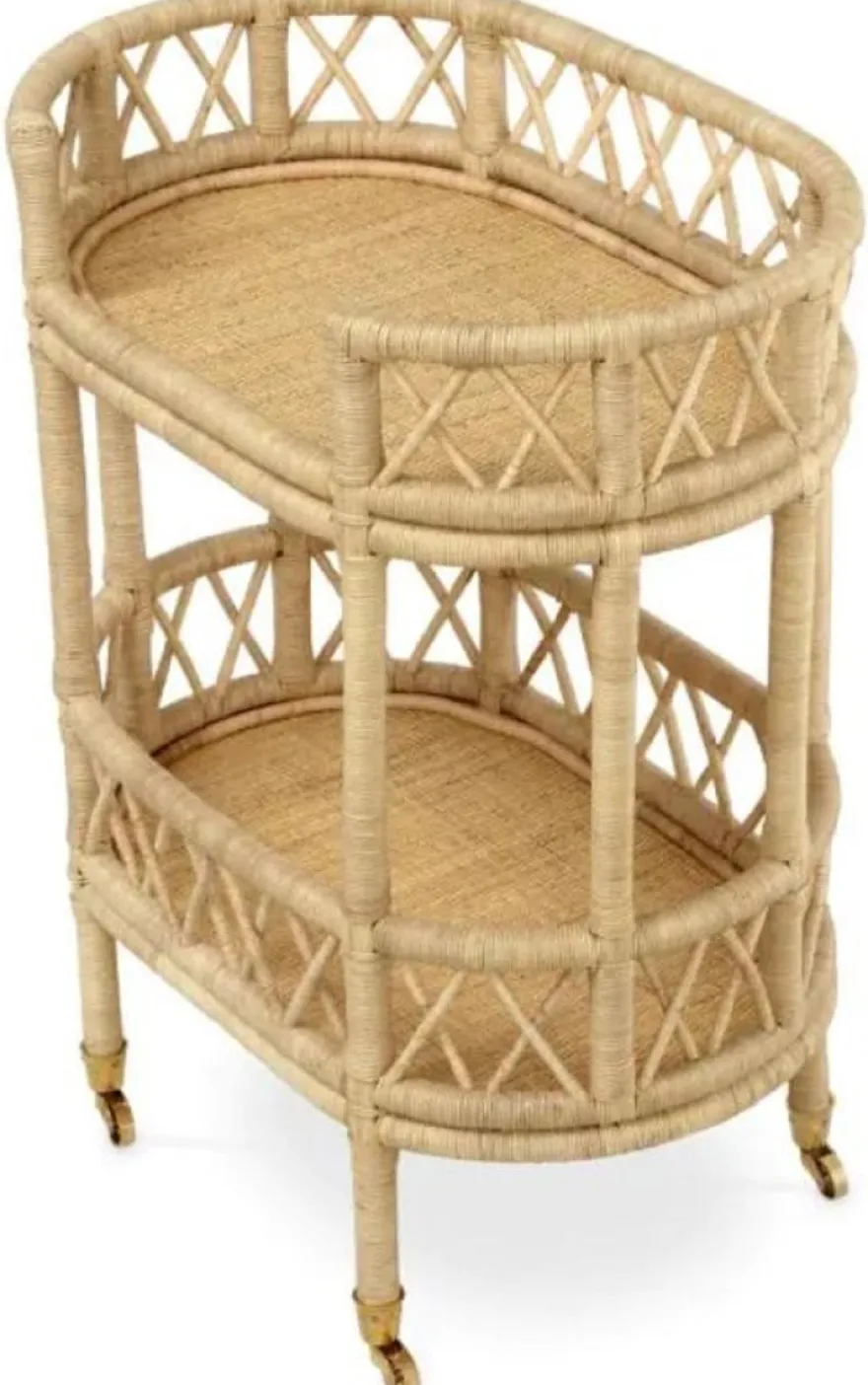 Casa Padrino Luxus Rattan Servierwagen Naturfarben 70 x 44 x H. 88 cm