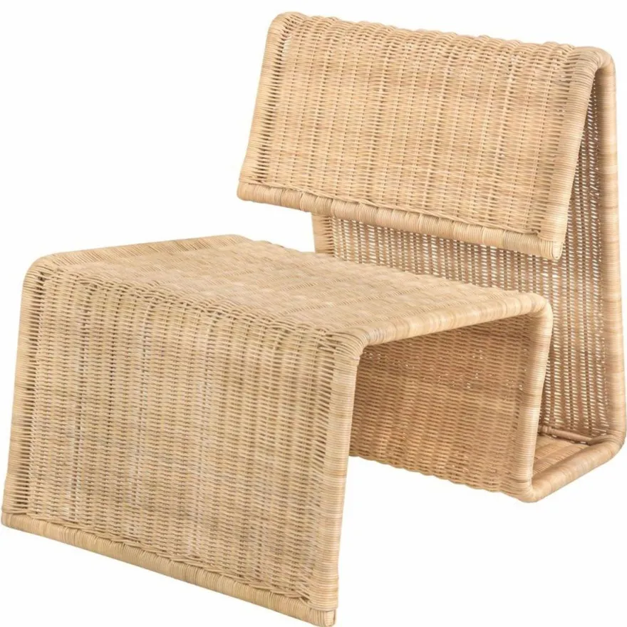 Casa Padrino Luxus Rattan Sessel Naturfarben - Rattan Wohnzimmer Möbel