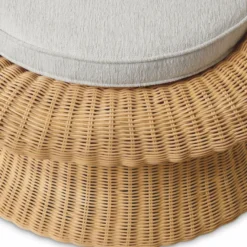 Casa Padrino Luxus Rattan Sessel Naturfarben / Creme - Rattan Wohnzimmer Möbel