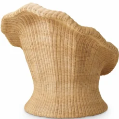 Casa Padrino Luxus Rattan Sessel Naturfarben / Creme - Rattan Wohnzimmer Möbel