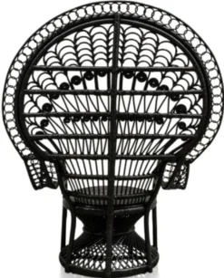Casa Padrino Luxus Rattan Sessel Schwarz 114 x 80 x H. 150 cm - Vintage Möbel